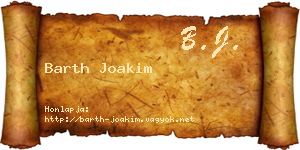 Barth Joakim névjegykártya